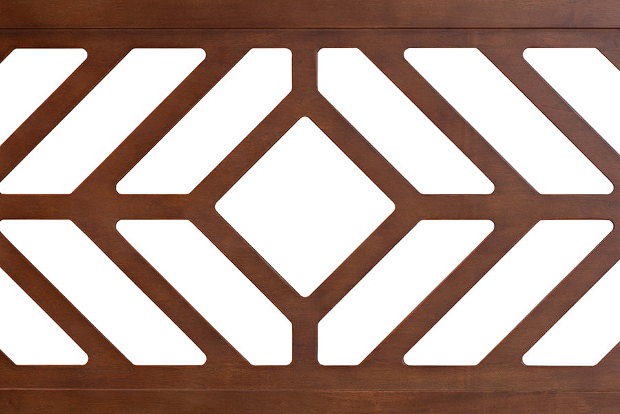 Baxton Studio Olsen Wood Headboard with Geometric Cutout Design - Modern Decorative Panel for Bed Frame, Contemporary Bedroom Accent with Adjustable Height, Full