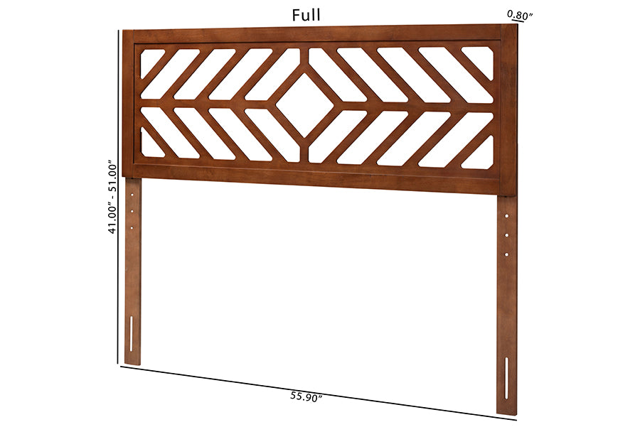 Baxton Studio Olsen Wood Headboard with Geometric Cutout Design - Modern Decorative Panel for Bed Frame, Contemporary Bedroom Accent with Adjustable Height, Queen