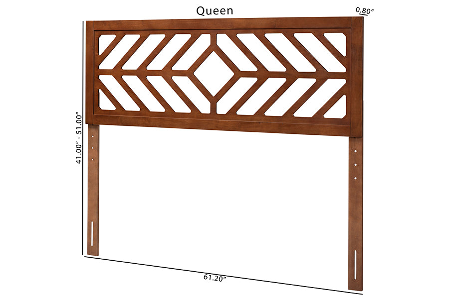 Baxton Studio Olsen Wood Headboard with Geometric Cutout Design - Modern Decorative Panel for Bed Frame, Contemporary Bedroom Accent with Adjustable Height, Full