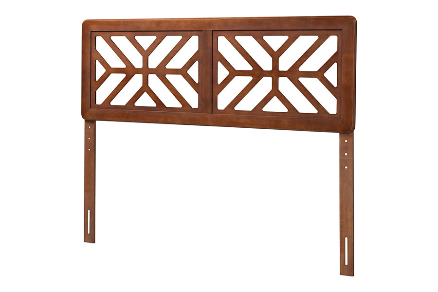 Baxton Studio Kalare Wood Headboard with Geometric Cutout Design - Modern Decorative Panel for Bed Frame, Contemporary Bedroom Accent with Adjustable Height, Full