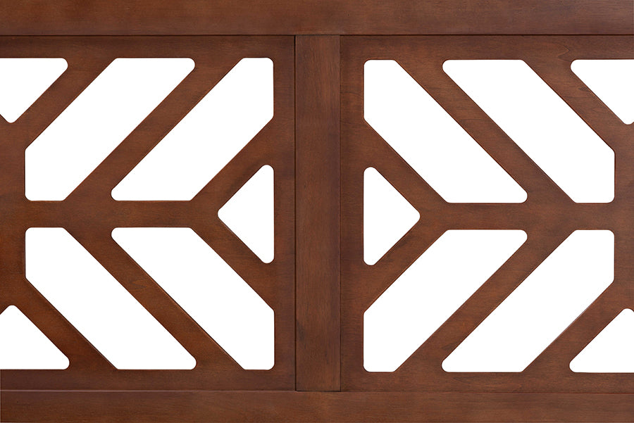 Baxton Studio Kalare Wood Headboard with Geometric Cutout Design - Modern Decorative Panel for Bed Frame, Contemporary Bedroom Accent with Adjustable Height, Full