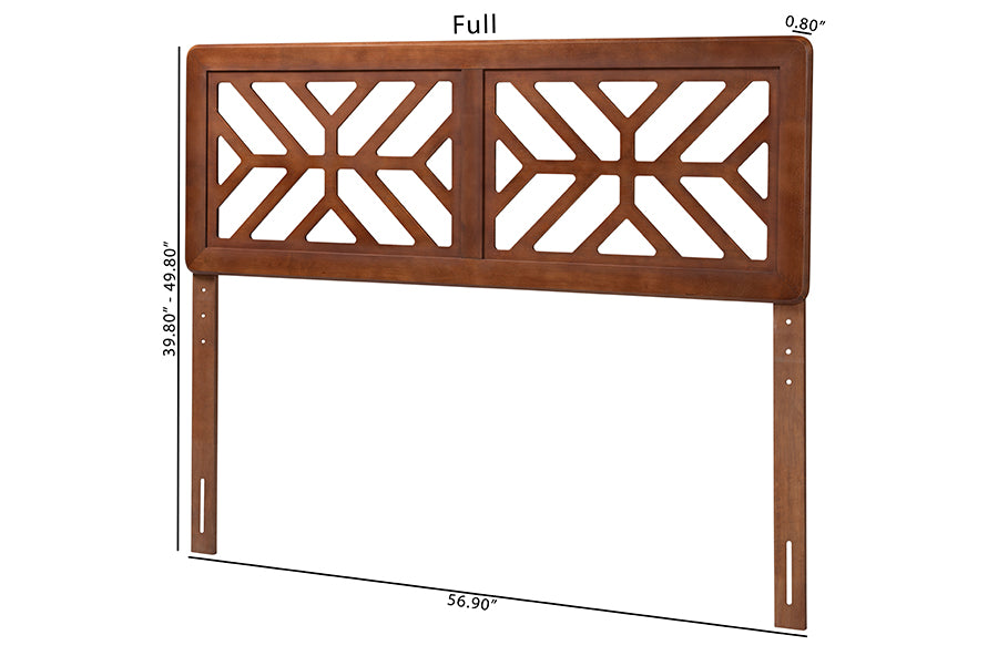 Baxton Studio Kalare Wood Headboard with Geometric Cutout Design - Modern Decorative Panel for Bed Frame, Contemporary Bedroom Accent with Adjustable Height, Queen
