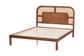 Baxton Studio Raewyn Wood Platform Bed - Low Profile Bed Frame with Decorative Rattan Weave Inlay and Rounded Headboard, Queen