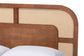 Baxton Studio Raewyn Wood Platform Bed - Low Profile Bed Frame with Decorative Rattan Weave Inlay and Rounded Headboard, Queen