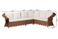 bali & pari Detta Natural Rattan 4-Piece Sectional Set - Handwoven Wicker Corner Lounge Seating with Scalloped Skirt Base and Rolled Arms, Boho Coastal Style for Sunroom or Living Room