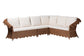 bali & pari Detta Natural Rattan 4-Piece Sectional Set - Handwoven Wicker Corner Lounge Seating with Scalloped Skirt Base and Rolled Arms, Boho Coastal Style for Sunroom or Living Room