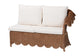 bali & pari Detta Natural Rattan 3-Piece Sectional Set - Handwoven Wicker Corner Lounge Seating with Scalloped Skirt Base and Rolled Arms, Boho Coastal Style for Sunroom or Living Room