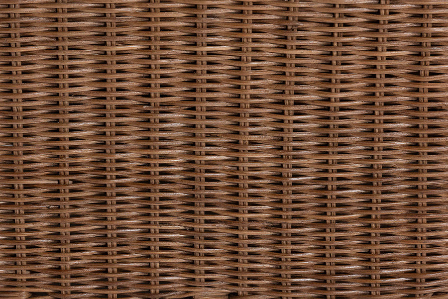 bali & pari Detta Natural Rattan Armchair and Ottoman Set - 2-Piece Handwoven Wicker Lounge Seating with Scalloped Skirt Base and Rolled Arms, Boho Coastal Style for Sunroom or Living Room