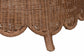 bali & pari Detta Natural Rattan Footstool with Cushion - Handwoven Wicker Ottoman with Scalloped Skirt Base for Coastal Lounge or Sunroom Seating