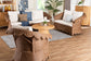 bali & pari Detta Natural Rattan 3-Piece Living Room Set - Handwoven Wicker Lounge Seating with Scalloped Skirt Base and Rolled Arms, Boho Coastal Style for Sunroom or Living Room