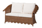 bali & pari Detta Natural Rattan Loveseat with Cushion - Handwoven Wicker Settee with Rolled Arms and Scalloped Skirt Base, Boho Coastal Style for Sunroom or Lounge