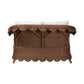 bali & pari Detta Natural Rattan Loveseat with Cushion - Handwoven Wicker Settee with Rolled Arms and Scalloped Skirt Base, Boho Coastal Style for Sunroom or Lounge