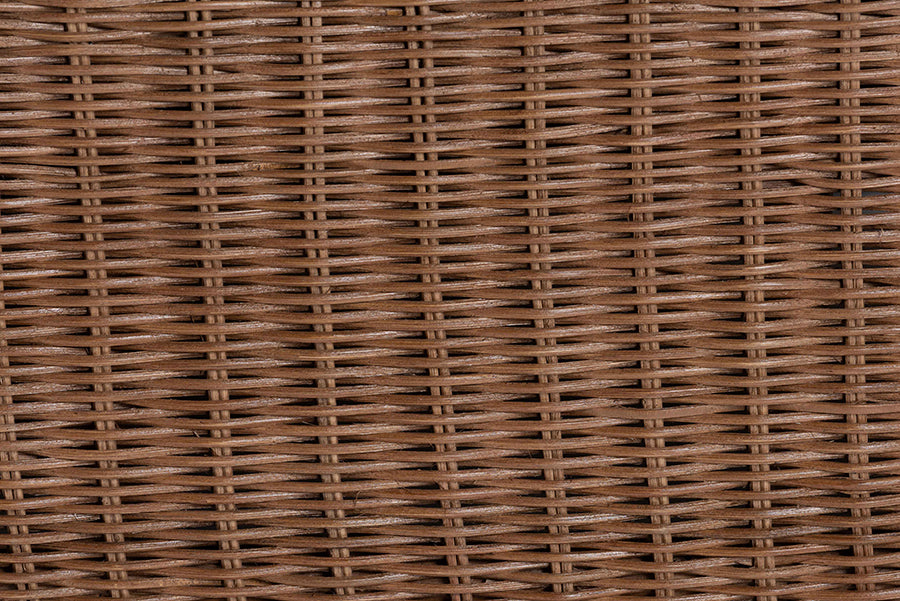 bali & pari Detta Natural Rattan Loveseat with Cushion - Handwoven Wicker Settee with Rolled Arms and Scalloped Skirt Base, Boho Coastal Style for Sunroom or Lounge
