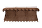 bali & pari Detta Natural Rattan Sofa with Cushion - Handwoven Wicker Settee with Rolled Arms and Scalloped Skirt Base, Boho Coastal Style for Sunroom or Lounge