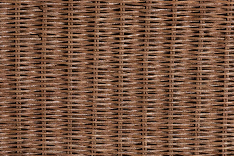 bali & pari Detta Natural Rattan Sofa with Cushion - Handwoven Wicker Settee with Rolled Arms and Scalloped Skirt Base, Boho Coastal Style for Sunroom or Lounge