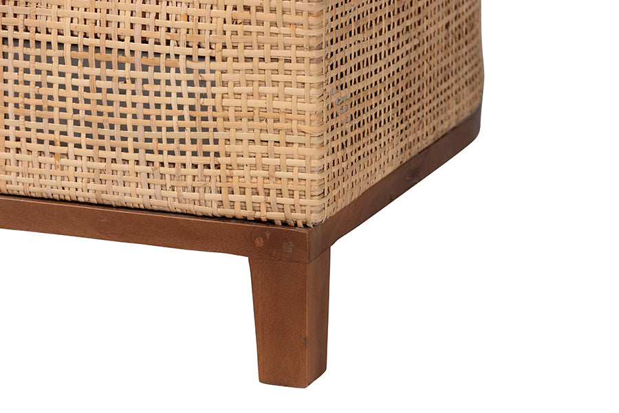 bali & pari Edda Natural Rattan Sofa with Upholstered Cushions - Coastal Style 3-Seater Couch for Living Room or Sunroom