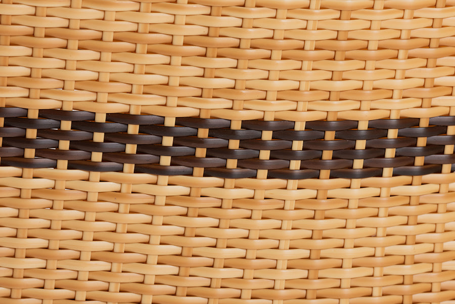bali & pari Elma Rattan Dining Chair with Cushion - Barrel-Back Accent Chair with Synthetic Woven and Natural Rattan Frame, Boho Coastal Style Seating for Dining or Living Room