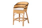bali & pari Elma Rattan Counter Stool with Cushion - Barrel-Back Counter Chair with Synthetic Woven and Natural Rattan Frame, Boho Coastal Style Seating for Kitchen or Lounge