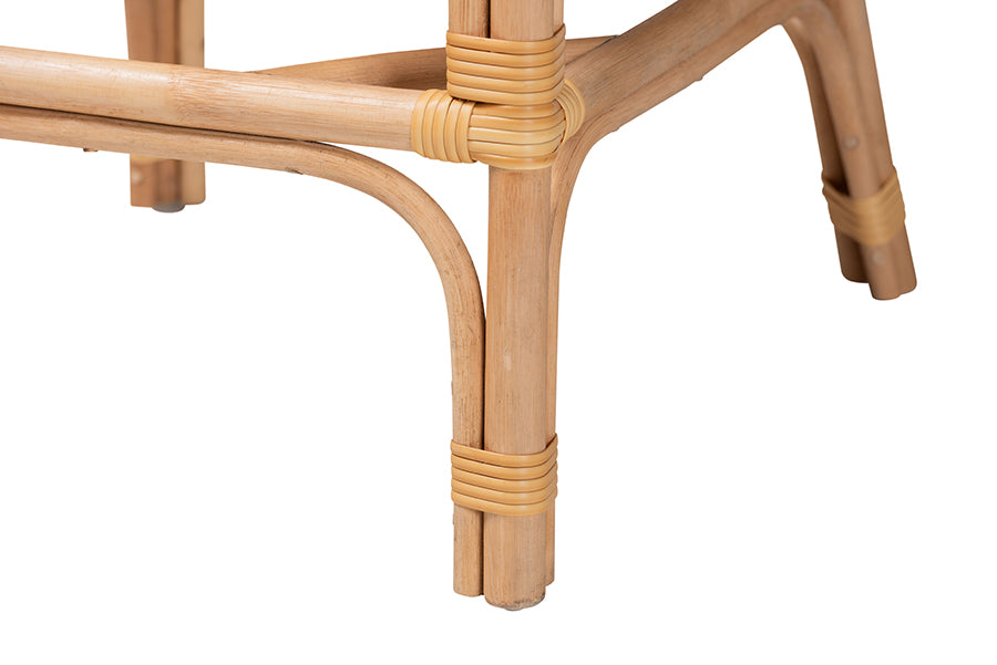 bali & pari Elma Rattan Counter Stool with Cushion - Barrel-Back Counter Chair with Synthetic Woven and Natural Rattan Frame, Boho Coastal Style Seating for Kitchen or Lounge