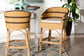 bali & pari Elma Rattan Counter Stool with Cushion - Barrel-Back Counter Chair with Synthetic Woven and Natural Rattan Frame, Boho Coastal Style Seating for Kitchen or Lounge