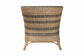 bali & pari Elda Natural Rattan Accent Chair - Wicker Barrel-Back Chair with Two-Tone Woven Stripes and Cushion, Coastal Boho Style Seating for Living Room or Sunroom