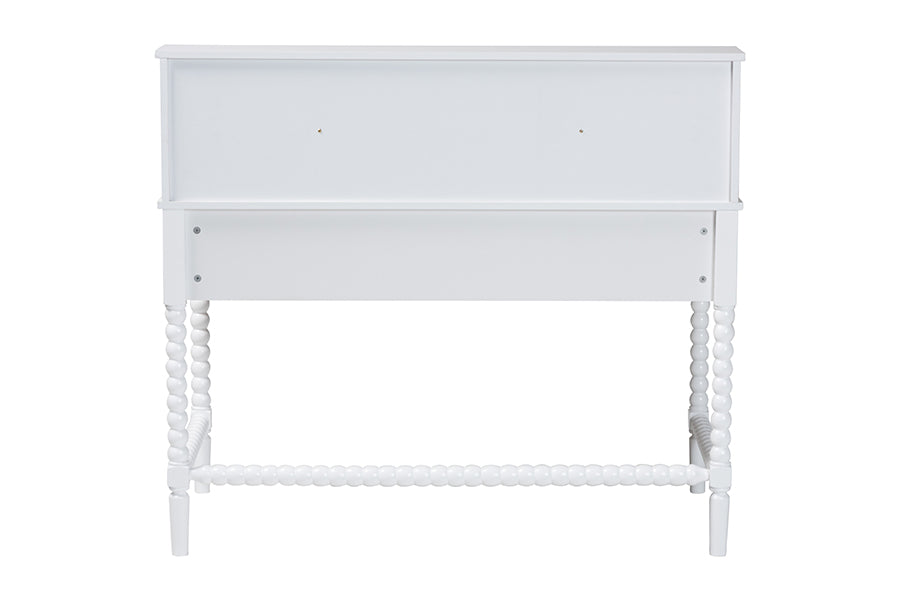 Baxton Studio Archwood Writing Desk with Hutch - 3-Drawer Wood Desk with Bobbin Design for Home Office or Bedroom Workspace, White