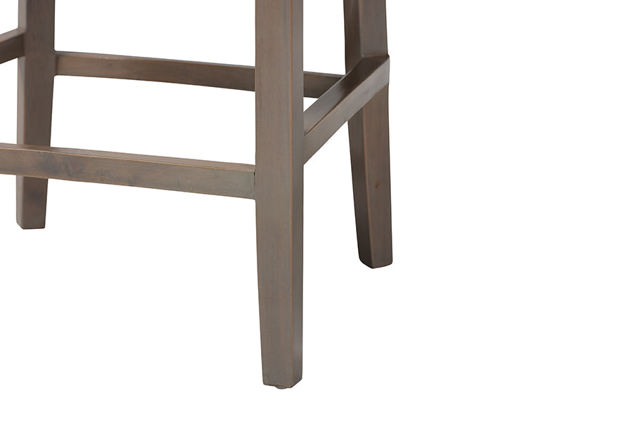 bali & pari Niesha Kubu Rattan Counter Stool with Cushion - Handwoven Wicker Accent Stool with Flared Arms Design for Kitchen Island