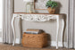 Baxton Studio Riquin Distressed Wood Console Table - Carved Wood Accent Table with Floral Motif and Two-Tone Finishing