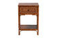 bali & pari Basile Marbled Tortoise Natural Rattan End Table - Handwoven Wicker Accent Table with Geometric Overlay Drawer and Open Shelf for Living Room