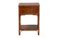 bali & pari Basile Marbled Tortoise Natural Rattan End Table - Handwoven Wicker Accent Table with Geometric Overlay Drawer and Open Shelf for Living Room