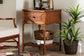 bali & pari Basile Marbled Tortoise Natural Rattan End Table - Handwoven Wicker Accent Table with Geometric Overlay Drawer and Open Shelf for Living Room