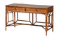 bali & pari Basile Marbled Tortoise Natural Rattan Desk - 2-Drawer Writing Desk with Open Geometric Frame and Woven Detailing for Home Office