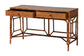 bali & pari Basile Marbled Tortoise Natural Rattan Desk - 2-Drawer Writing Desk with Open Geometric Frame and Woven Detailing for Home Office