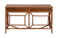 bali & pari Basile Marbled Tortoise Natural Rattan Desk - 2-Drawer Writing Desk with Open Geometric Frame and Woven Detailing for Home Office