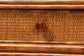 bali & pari Basile Marbled Tortoise Natural Rattan Desk - 2-Drawer Writing Desk with Open Geometric Frame and Woven Detailing for Home Office
