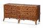 bali & pari Basile Marbled Tortoise Natural Rattan Dresser - 6-Drawer Horizontal Storage Cabinet with Geometric Overlay for Bedroom