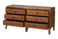 bali & pari Basile Marbled Tortoise Natural Rattan Dresser - 6-Drawer Horizontal Storage Cabinet with Geometric Overlay for Bedroom