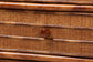 bali & pari Basile Marbled Tortoise Natural Rattan Dresser - 6-Drawer Horizontal Storage Cabinet with Geometric Overlay for Bedroom