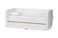 Baxton Studio Palmer Cream Teddy-Bear Fabric Daybed with Rolling Trundle - Scalloped Edge Daybed with Plush Upholstery, Modern Sofa Bed for Bedroom or Guest Room, Twin