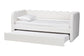 Baxton Studio Palmer Cream Teddy-Bear Fabric Daybed with Rolling Trundle - Scalloped Edge Daybed with Plush Upholstery, Modern Sofa Bed for Bedroom or Guest Room, Twin