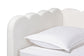 Baxton Studio Palmer Cream Teddy-Bear Fabric Daybed with Rolling Trundle - Scalloped Edge Daybed with Plush Upholstery, Modern Sofa Bed for Bedroom or Guest Room, Twin