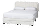 Baxton Studio Caradonna Cream Teddy-Bear Fabric Bed with Storage Drawers - Fully Upholstered Platform Bed with Scalloped Headboard, Queen