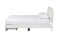 Baxton Studio Caradonna Cream Teddy-Bear Fabric Bed with Storage Drawers - Fully Upholstered Platform Bed with Scalloped Headboard, Queen