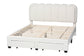 Baxton Studio Caradonna Cream Teddy-Bear Fabric Bed with Storage Drawers - Fully Upholstered Platform Bed with Scalloped Headboard, Queen