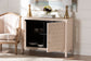 Baxton Studio Nira Faux Shagreen Storage Cabinet - Contemporary 2-Door Accent Sideboard with Sleek Metal Handles, for Entryway or Living Room