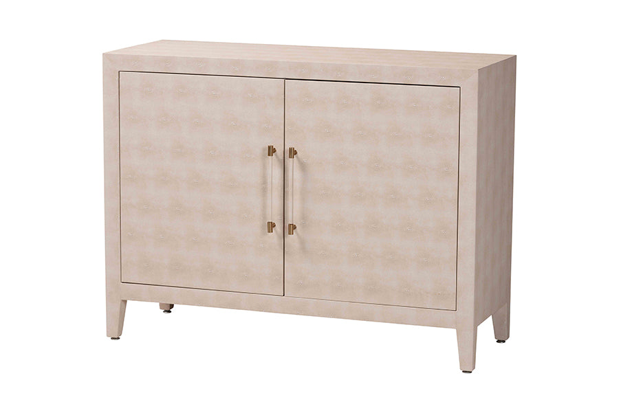 Baxton Studio Nira Faux Shagreen Storage Cabinet - Contemporary 2-Door Accent Sideboard with Sleek Metal Handles, for Entryway or Living Room