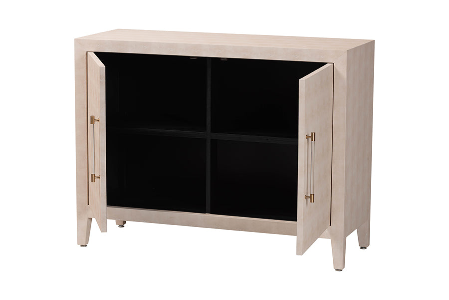 Baxton Studio Nira Faux Shagreen Storage Cabinet - Contemporary 2-Door Accent Sideboard with Sleek Metal Handles, for Entryway or Living Room