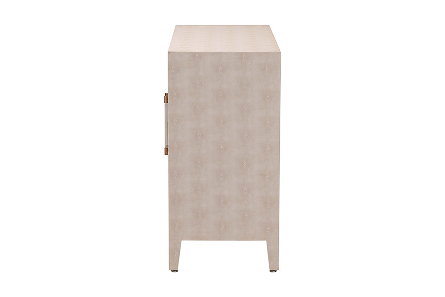 Baxton Studio Nira Faux Shagreen Storage Cabinet - Contemporary 2-Door Accent Sideboard with Sleek Metal Handles, for Entryway or Living Room