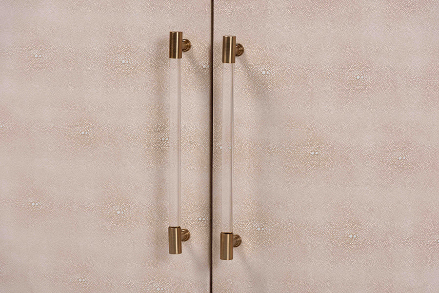Baxton Studio Nira Faux Shagreen Storage Cabinet - Contemporary 2-Door Accent Sideboard with Sleek Metal Handles, for Entryway or Living Room