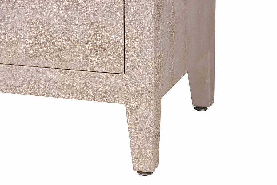 Baxton Studio Nira Faux Shagreen Storage Cabinet - Contemporary 2-Door Accent Sideboard with Sleek Metal Handles, for Entryway or Living Room